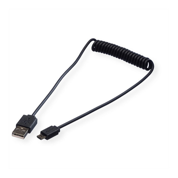 ROLINE Cable USB 2.0 Espiral A a Micro-USB B 1 m Negro ROLINE Cable USB 2.0 Espiral A a Micro-USB B 1 m Negro