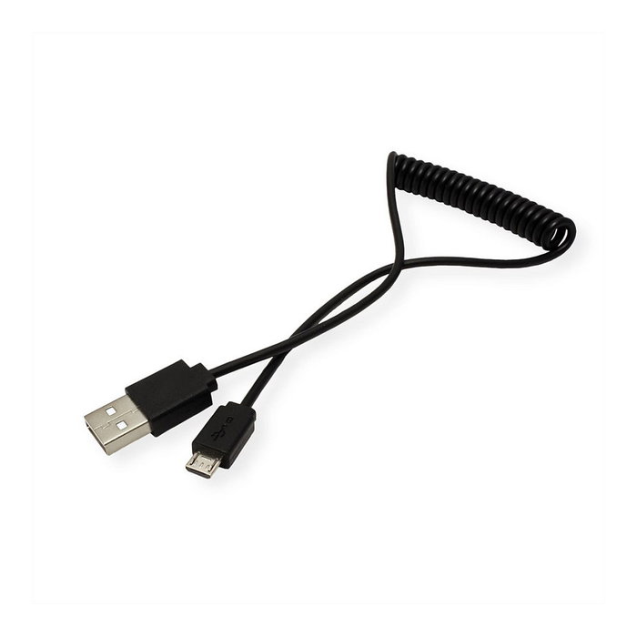 ROLINE Cable USB 2.0 Espiral A a Micro-USB B 1 m Negro ROLINE Cable USB 2.0 Espiral A a Micro-USB B 1 m Negro