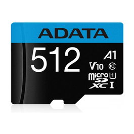 ADATA Premier 512GB microSDXC Tarjeta de Memoria AUSDX512GUICL10A1-RA1, UHS-I U1, Clase 10, V10, A1, 100 MB/s Lectura