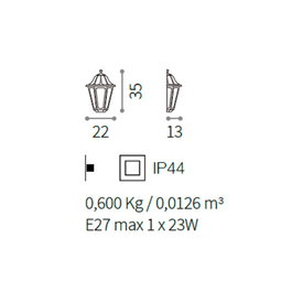 Ideal Lux Aplique Anna Exterior Negro/Metal/Cristal