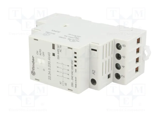 FINDER Contactor de Instalación Modular 4-polar 25A 230VAC/230VDC Serie 22