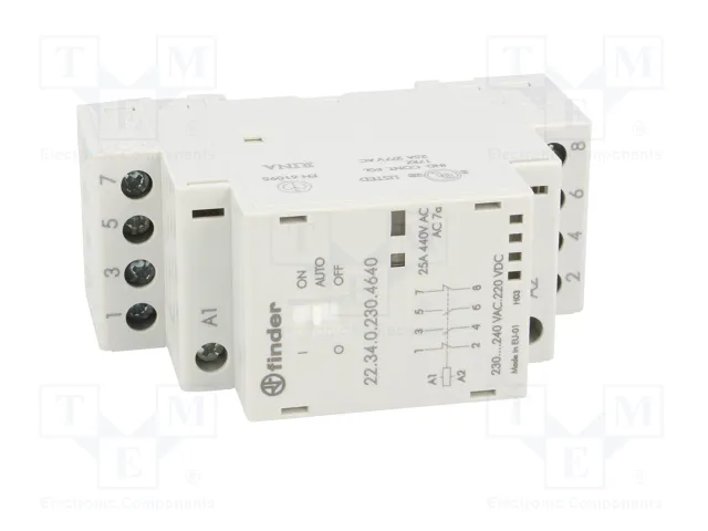 FINDER Contactor de Instalación Modular 4-polar 25A 230VAC/230VDC Serie 22