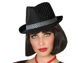 Gánster Sombrero Rayas Negro Mujer Adulto Años 20