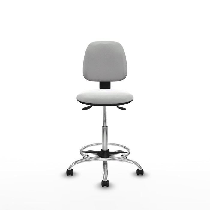 PIQUERAS Y CRESPO Taburete Isso AS bali blanco sin brazos base cromada ruedas autofrenantes 50mm