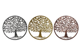 DKD Home Decor Decoración de Pared Metal Árbol Surtido de 3 Unidades