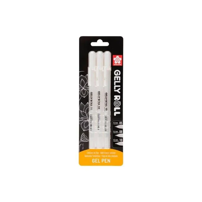 Talens Sakura Gelly Roll Blíster de 3 Bolígrafos Tinta Gel Blanca 05/08/10