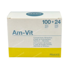 PRAXIS Am-Vit 100+24Comp Suplemento Alimenticio Complejo de Aminoácidos Esenciales, Vitaminas y Minerales con Oligoelementos