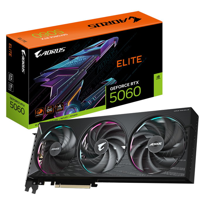 Gigabyte RTX 5060 AORUS ELITE GV-N5060AORUS E-8GD Tarjeta Gráfica 8GB GDDR7 Gigabyte RTX 5060 AORUS ELITE GV-N5060AORUS E-8GD Tarjeta Gráfica 8GB GDDR7