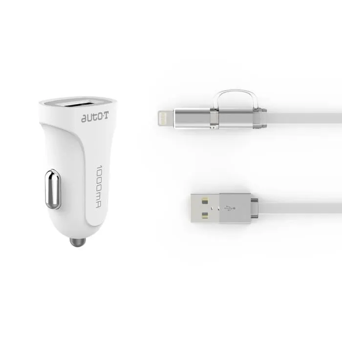 Auto T Kit de cargador AUTO-T 12 / 24V + cable micro-USB / iPhone 2 en 1 Auto T Kit de cargador AUTO-T 12 / 24V + cable micro-USB / iPhone 2 en 1