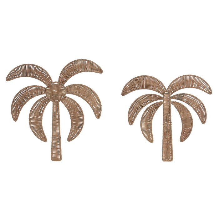 DKD Home Decor Decoración de Pared de Ratán Palmera - Set de 2 Unidades