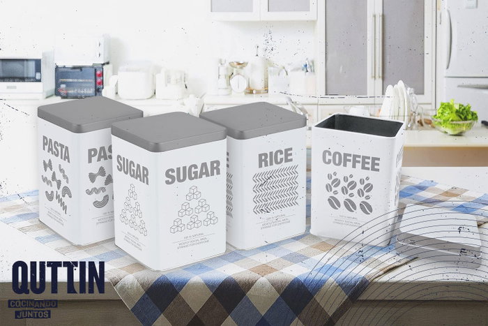 Quttin Bote de Metal para Cocina con Diseño Coffee (12 Unidades)