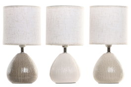 DKD Home Decor Lámpara de Sobremesa de Gres y Poliéster Surtida