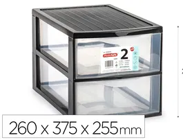 Plasticforte Cajonera Ebro 2 Cajones Negra 260x375x255 mm