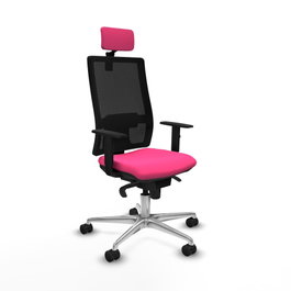 PIQUERAS Y CRESPO Silla de oficina Horna con mecanismo Sincro, Rosa y Negro