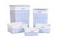 DKD Home Decor Set de 5 Cestas para la Ropa de Mimbre y Poliéster Azul Celeste