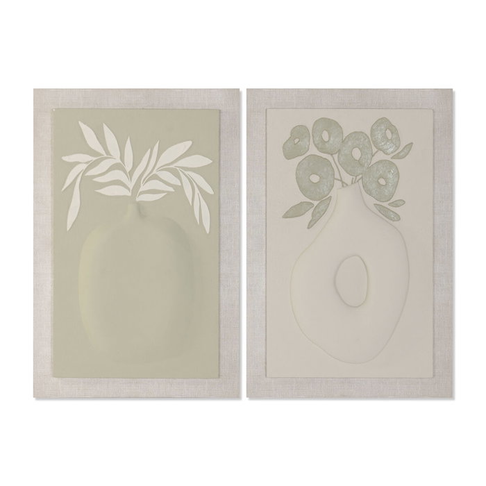 DKD Home Decor Cuadro Lienzo MDF Jarrón 3D (Pack de 2) 80x120 cm