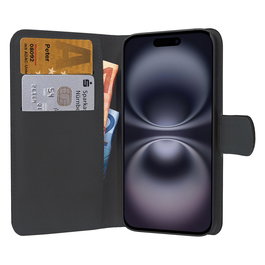 PEDEA 50160985 Funda Cartera para Apple iPhone 16 - Negro con Cierre Magnético, Soporte y Bolsillo para Tarjetas