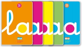 LAMELA Pack de 5 libretas A4 de 50 hojas con cuadrícula de 3 mm colores surtidos flúo