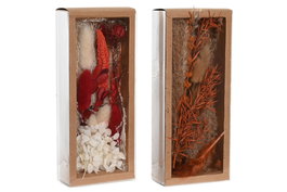 DKD Home Decor Ramo de Flores Secas Surtido de 2 Piezas en Rojo y Naranja