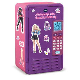 V-TECH Kidisecrets Taquilla Secreta Morada 80-554189 Caja Fuerte Digital con Teclado LCD, Compartimentos y Conexión MP3 para Niños +6 Años