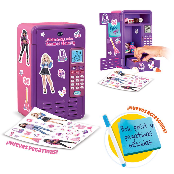 V-Tech 80-554189 Kidisecrets Taquilla Secreta Morada Personalizable con Código, Compartimentos y Conexión MP3 para Niñas +6 Años