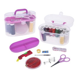 Basics - Estuche Kit de Accesorios de Costura y Coser 50 Piezas con Hilos, Agujas, Tijeras, Alfileres, Metro e Imperdibles