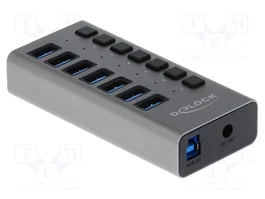 DeLOCK Concentrador USB 5 Gbps con 7 puertos y conmutadores, Gris