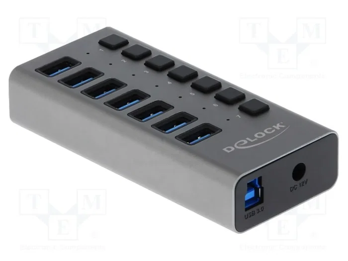 DeLOCK Concentrador USB 5 Gbps con 7 puertos y conmutadores, Gris DeLOCK Concentrador USB 5 Gbps con 7 puertos y conmutadores, Gris