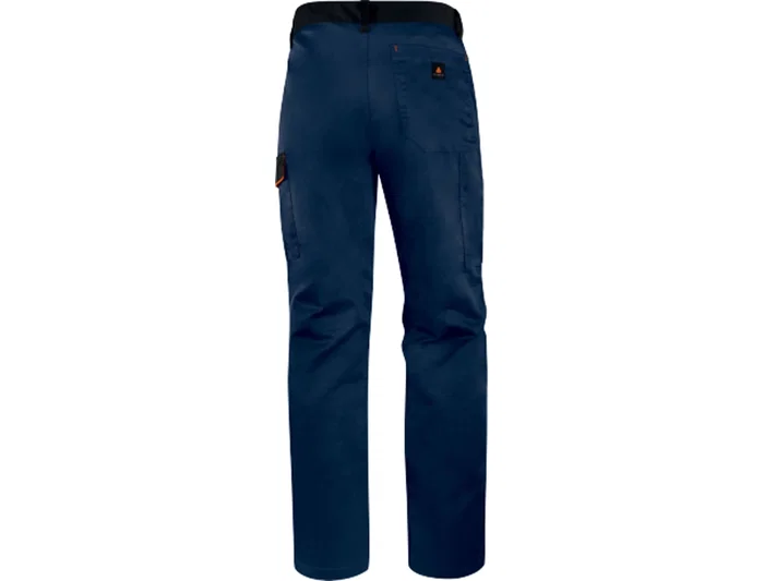 Deltaplus Pantalón de Trabajo Panostyle Azul Naranja Talla XL Cintura Ajustable 5 Bolsillos 65% Poliéster 35% Algodón