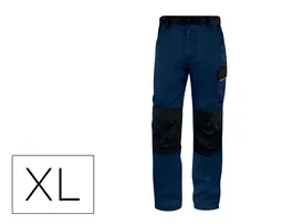 Deltaplus Pantalón de Trabajo Panostyle Azul Naranja Talla XL Cintura Ajustable 5 Bolsillos 65% Poliéster 35% Algodón