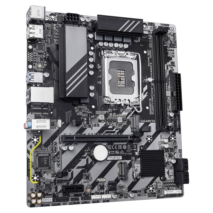 GIGABYTE B860M E Placa Base Micro ATX - Intel Core Ultra Series (LGA 1851), DDR5 hasta 8800MHz (O.C), 2xM.2 PCIe 4.0, Realtek ALC897 7.1, Realtek GbE LAN