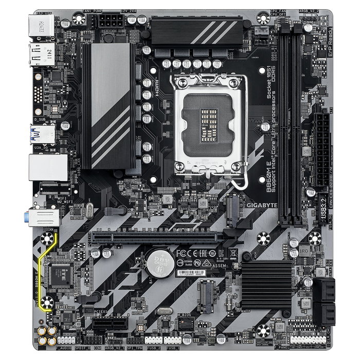 GIGABYTE B860M E Placa Base Micro ATX - Intel Core Ultra Series (LGA 1851), DDR5 hasta 8800MHz (O.C), 2xM.2 PCIe 4.0, Realtek ALC897 7.1, Realtek GbE LAN