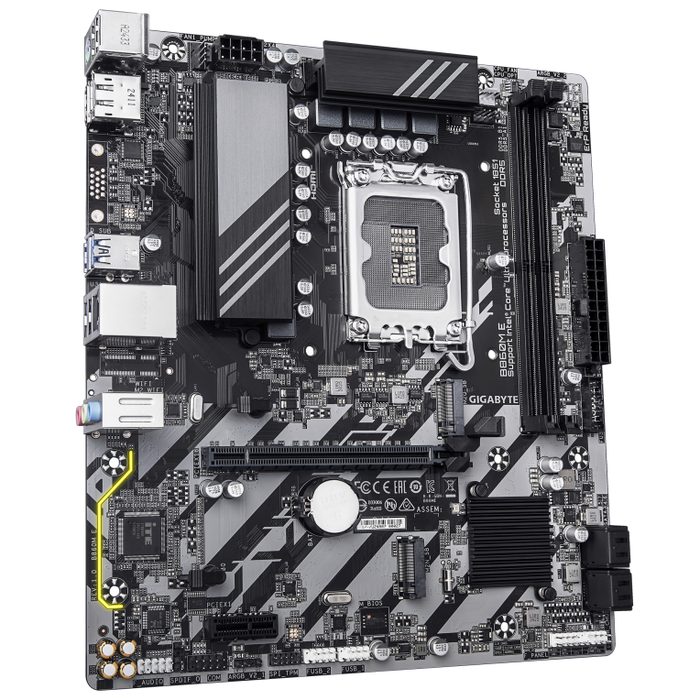 GIGABYTE Placa Base B860M E, Intel LGA 1851, para Intel Core Ultra, Chipset Intel B860, Micro ATX, DDR5 8800MHz (OC), 2x M.2 PCIe 4.0, GbE LAN