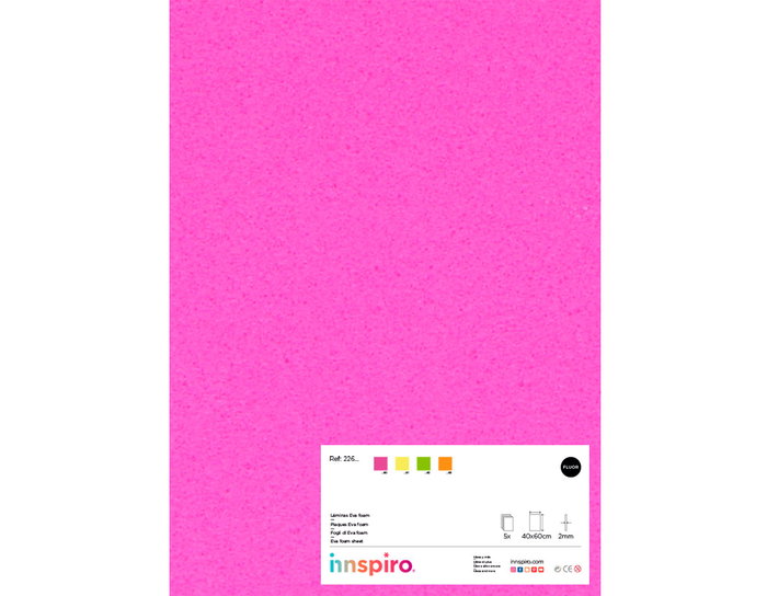 Innspiro Goma EVA Rosa Fluor Láminas 40x60cm 2mm 5u. Innspiro Goma EVA Rosa Fluor Láminas 40x60cm 2mm 5u.