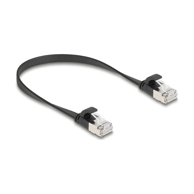 DeLOCK Cable de red plano Cat6a U/FTP 0,25 m Negro