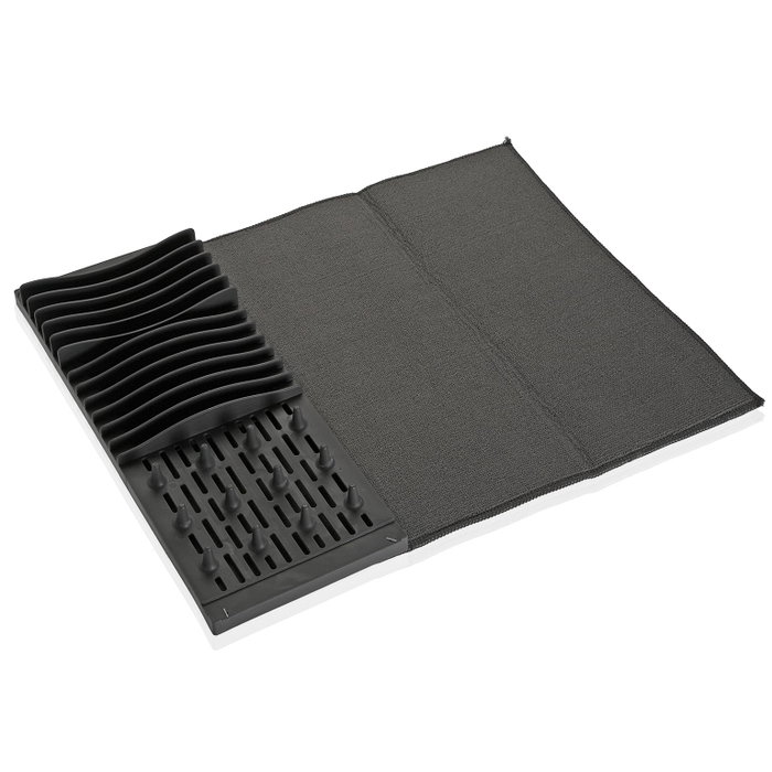 Versa Escurreplatos Gris con Paño, Polipropileno y Microfibra, 4x16x40 cm, Minimal (2 Unidades) Versa Escurreplatos Gris con Paño, Polipropileno y Microfibra, 4x16x40 cm, Minimal (2 Unidades)
