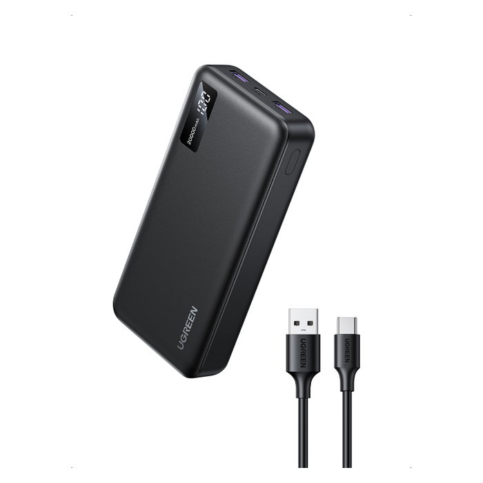 Ugreen Power Bank 20000mAh Ugreen 25683, Carga Rápida PD 22.5W, Tres Puertos (2x USB-A + USB-C), Negro, LED Ugreen Power Bank 20000mAh Ugreen 25683, Carga Rápida PD 22.5W, Tres Puertos (2x USB-A + USB-C), Negro, LED