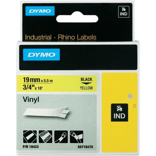 Dymo RHINO Cinta ID1-19 Negro/Amarillo Vinilo 19mm x 5,5m Dymo RHINO Cinta ID1-19 Negro/Amarillo Vinilo 19mm x 5,5m