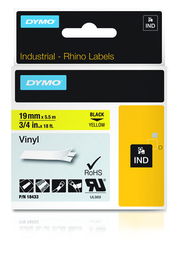 DYMO RHINO Cinta ID1-19 Negro/amarillo vinilo