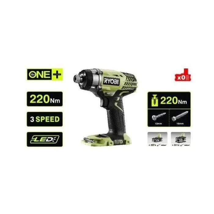 Ryobi Destornillador de Impacto 18V - 3 Velocidades: 40/120/220 Nm
