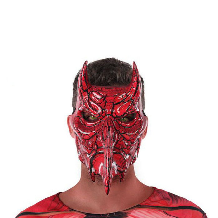 Atosa Máscara de Demonio Roja con Cuernos de PVC Rígido para Halloween