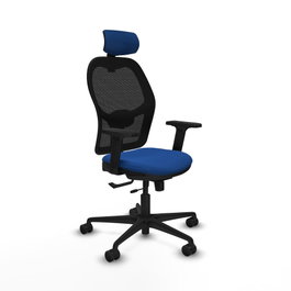 PIQUERAS Y CRESPO Silla de oficina Jorquera con mecanismo Sincro/Traslack, Azul y Negro