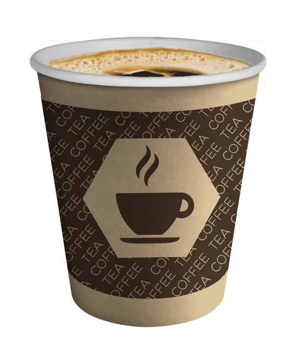 Inde Set 8 Vasos Cartón para Café con Tapa 250ml | Alto 10.2cm, Ancho 8.1cm, Largo 8cm (18 Unidades)