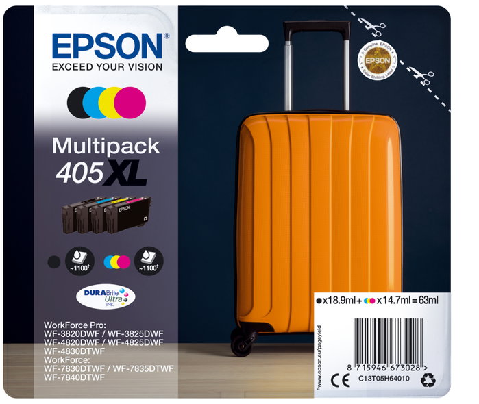Epson 405XL Multipack de Tinta DURABrite Ultra (Negro, Cian, Magenta, Amarillo)