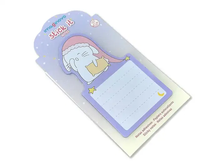 Imaginovo Bloc notas adhesivas con soporte, diseño bunny, 20 hojas, morado, 60x125 mm
