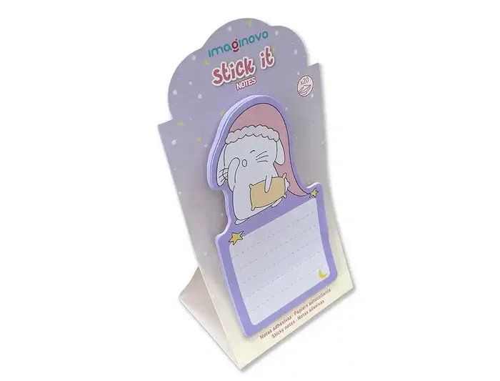 Imaginovo Bloc notas adhesivas con soporte, diseño bunny, 20 hojas, morado, 60x125 mm