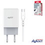 AVANT CONNECT Cargador USB de 2 Puertos 2.4A + Cable Micro USB Blanco - Carga Rapida