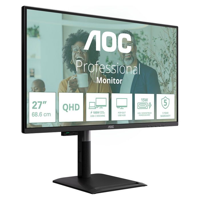 AOC Q27P4CV Monitor QHD de 27 pulg. IPS 120Hz USB-C PD96W