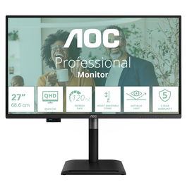 AOC Q27P4CV Monitor QHD de 27 Pulgadas (68,6cm) - 2560x1440 IPS 120Hz HDR, 4ms, Altavoces, USB-C 96W, DP 1.4, HDMI 2.1, KVM, Altura Ajustable, VESA, Negro