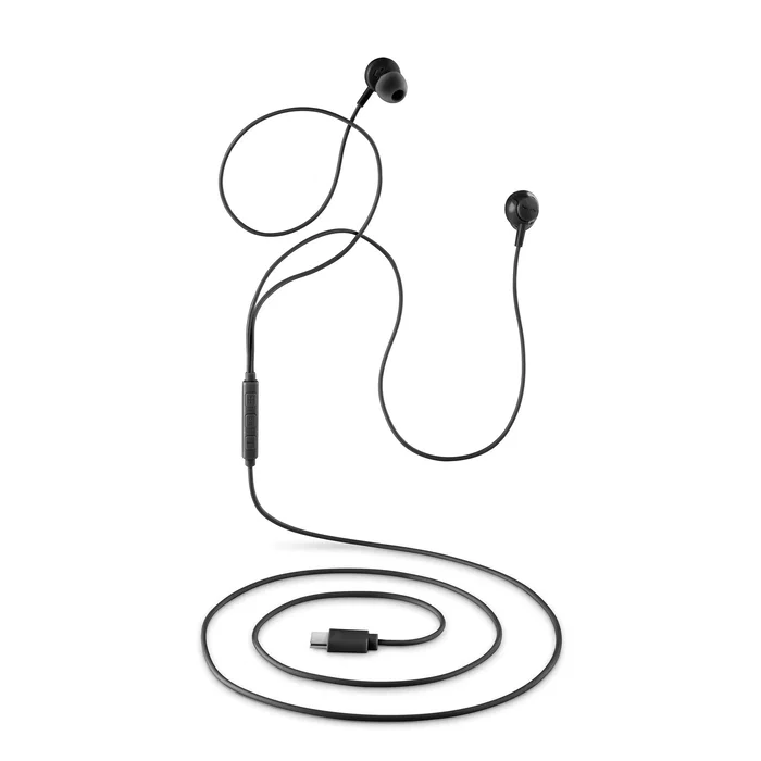 NGS Cross Step Auriculares Intrauditivos Alámbricos con Micrófono, Control Multifunción USB Tipo-C para Llamadas y Música, Negro